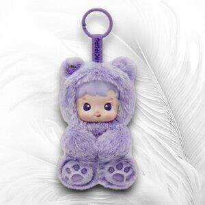 Pop Mart HACIPUPU Purple Plush Keychain Doll Bear Costume Figure